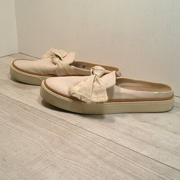 Toms Sunrise Natural Heritage Tan Canvas Knot Slip on Slides Mules Shoes Size 10 - Picture 2 of 8